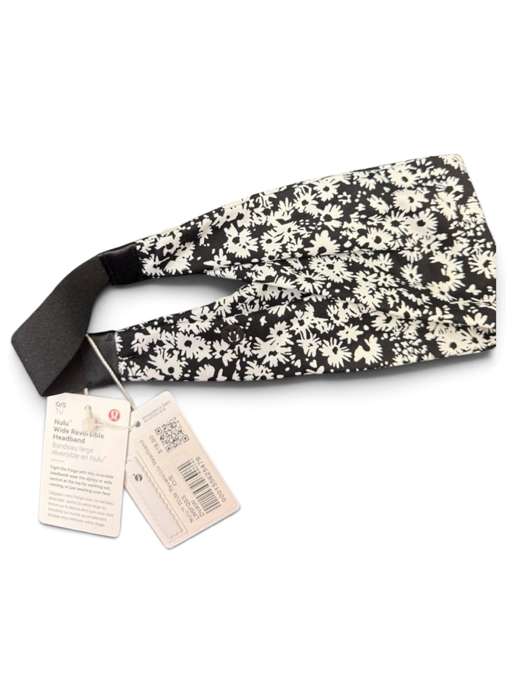 lululemon athletica Black & White Floral Wide Reversible Headband